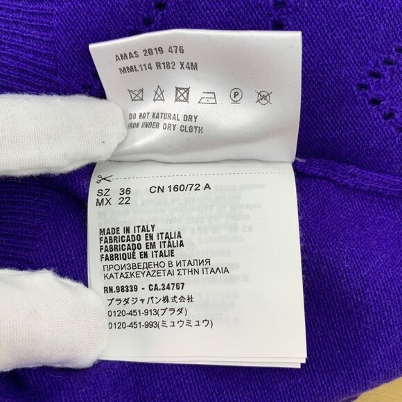 Miu Miu Purple Wool Heart Knit Crewneck Sweater Womens Size 36 Made In Italy - Picture 8 of 8